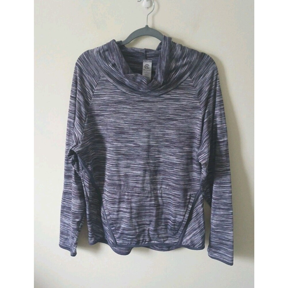 Champion Athletic Sweatshirt Women L Purple Raglan Turtleneck Pullover Cozy